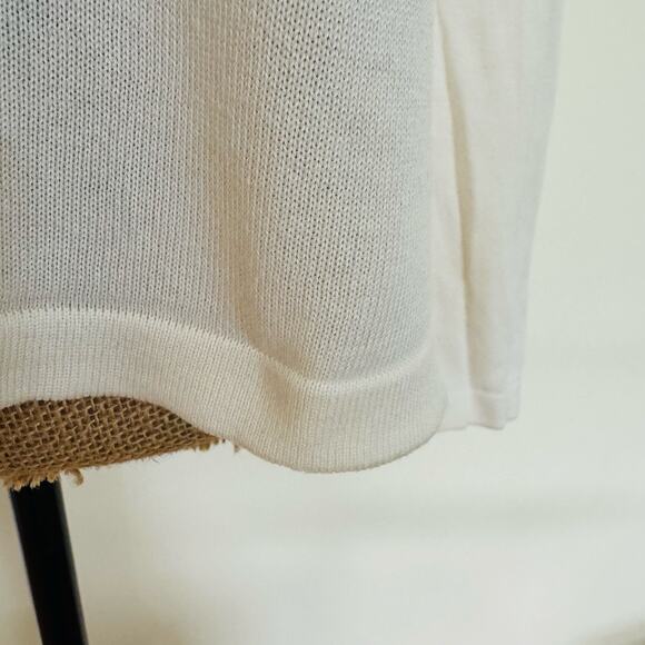 Talbots Womens Ivory White Mock Ribbed Cotton Turtleneck Sweater Sz Medium - Picture 2 of 6